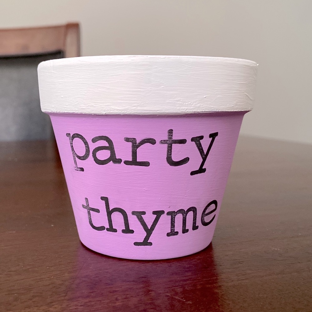 Hand stamped plant pot